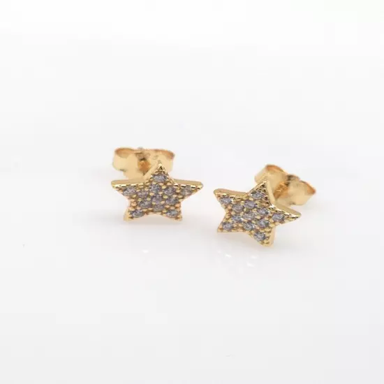 Cz Star Stud Earrings 925 Sterling Silver Tiny Studs Mens Womens 7mm Gold