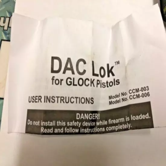 5 DAC LOK Fits Small Frame GLOCK Pistols Fixed or Night Sights