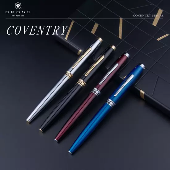 Cross coventry Fountain Pen Burgundy Ground Stainless Steel Nib F Free Cartridge