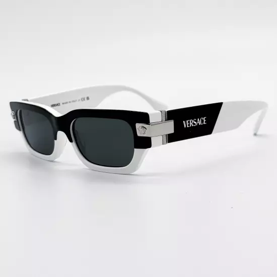 NEW VERSACE VE4465 5459/87 BLACK WHITE VE4465 545987 SQUARE UNISEX SUNGLASSES