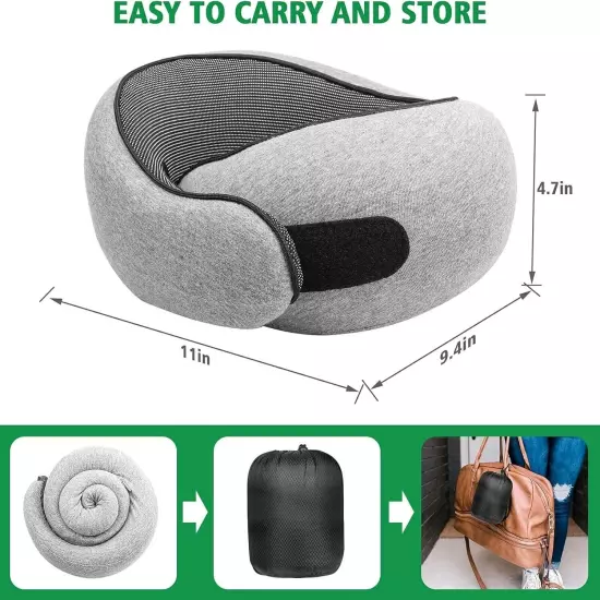 Travel Pillow, 100% Pure Memory Foam Travel Flight Pillow with 360° Full Support