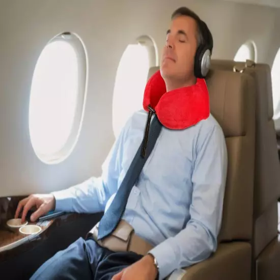 Neck Pillows Travel Pillow Head Rest Pillows for Flight Cars Home Office Red