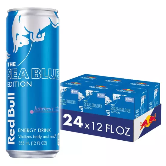 Red Bull Sea Blue Edition Energy Drink, 12 Fl Oz, 6 Packs of 4 Cans Delicious