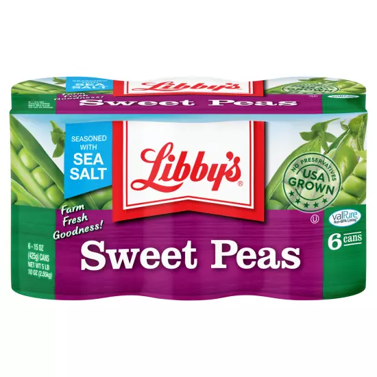 (6 Cans) Libby's Canned Sweet Peas, 15 oz (FREE SHIPPING)