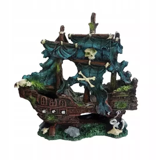 Aquarium Fish Tank Decoration Sunken Pirate Ship Boat Shipwreck Decor Large