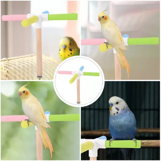 Bird Shower Standing Toy parrot toys swing Wood Parrot Stand Rod Birds