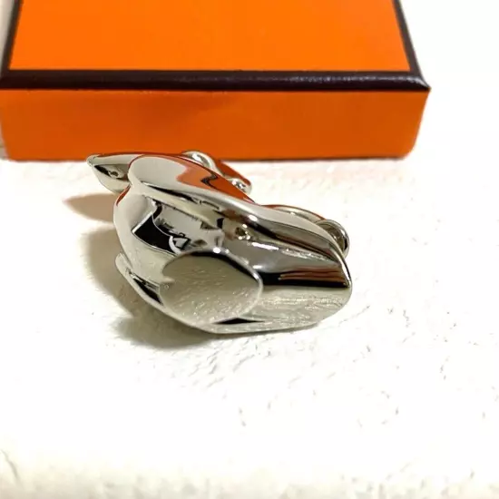 HERMES Pelican Motif 1992 Limited Cadena Padlock Silver Bag Charm w/ box