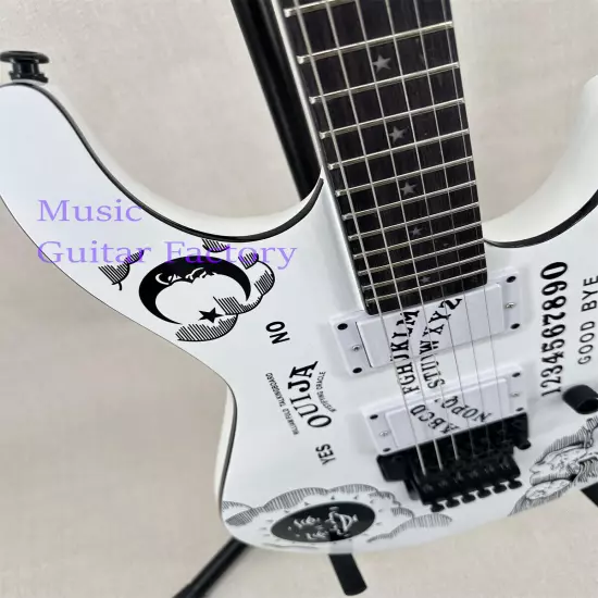 Factory Made ST White Ouija Electric Guitar Black Fretboard Basswood Body