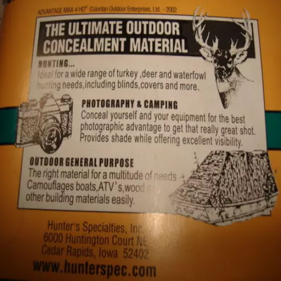 NEW Hunters Specialties 04129 Camo Netting Packaged 54"x12 Ft 