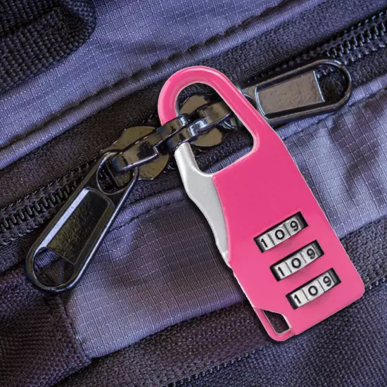 Mini 3 Digit Combination Padlock Zinc Alloy Travel Luggage Lock (Pink)