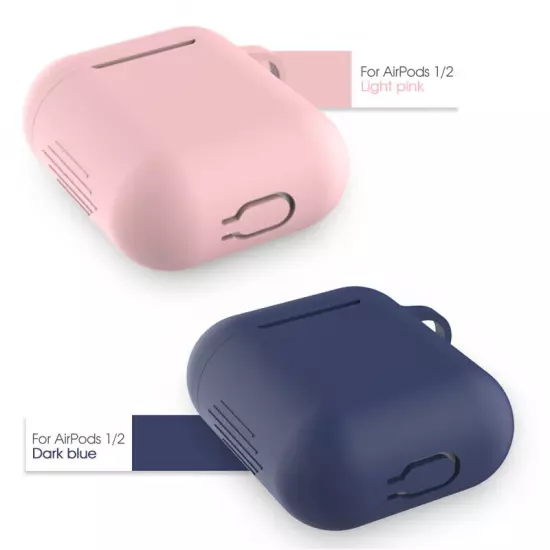 For Apple AirPods Case 1/2 Silicone Protector Shockproof Full Cover + Keychain