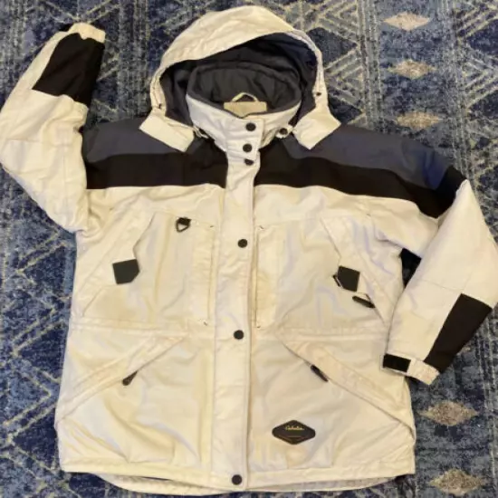 Cabela's Dry Plus Winter Parka Jacket Coat Large cream grey thick warm ski Snow