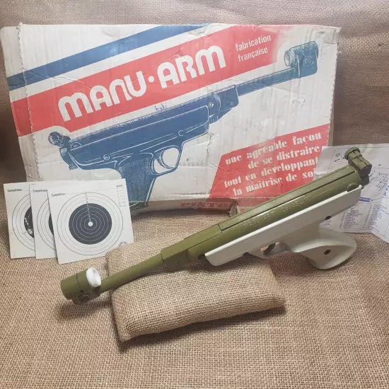 Vintage MANU ARM French 4.5 / .177 Cal. Air Pellet Pistol Original box + Papers