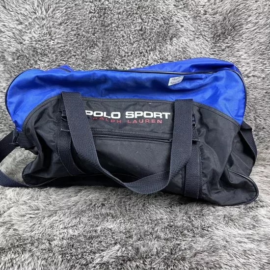 Polo Sport Ralph Lauren Gym Bag Shoulder Duffel Bag Blue Vintage Approx 19” Blue