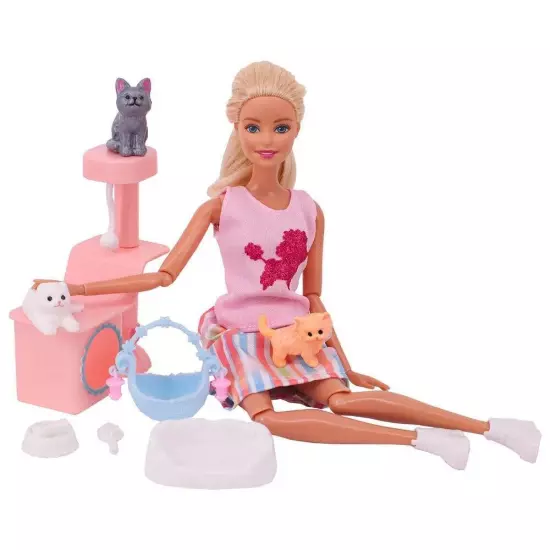 Barbies Doll House Furniture Bed Table Chair Plastic Cleaning Tools for 11.8inch