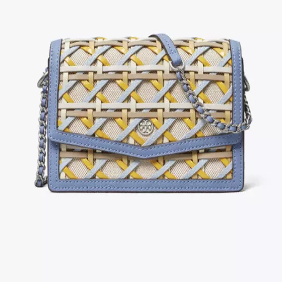 Tory Burch Robinson Woven Mini Shoulder Bag in Bluewood Size OS