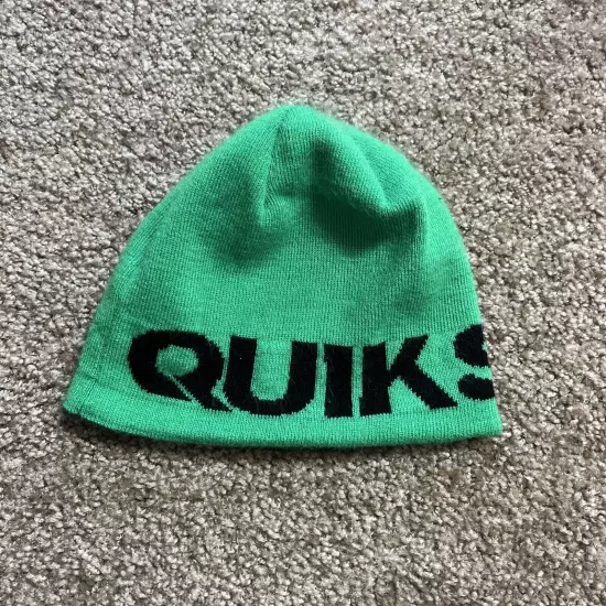 Quiksilver Beanie Adult OSFM Green Black Spell Out Knit Acrylic Skully Y2K