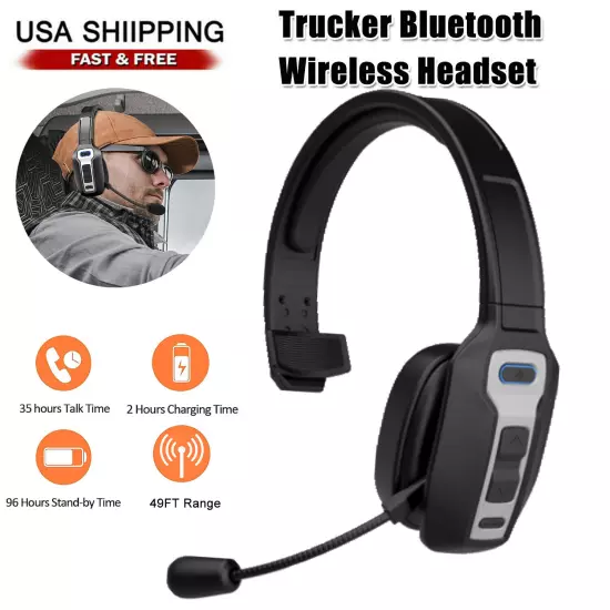 Trucker Wireless Bluetooth 5.2 Headset With Noise Cancelling Mic For Phones PC