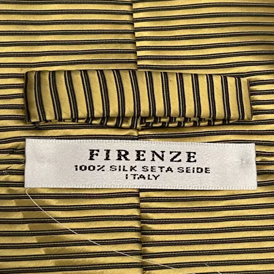 Firenze Gold Black 100% Silk Men’s Neck Tie Made In Italy