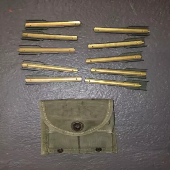 M1 Carbine Pouch And 10 Clips W/ Spoons