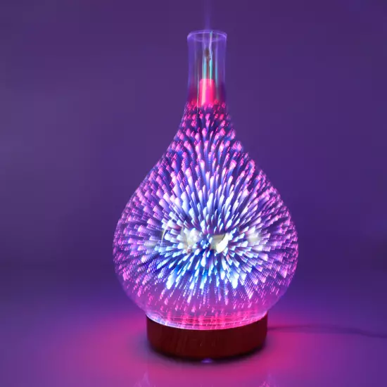 100ml Glass Essential Oil Aroma Diffuser Colorful Light Ultrasonic DS