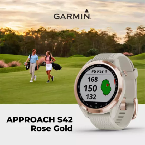 Garmin Approach S42 Premium Rose Gold GPS Golf Watch and Power Pack Bundle