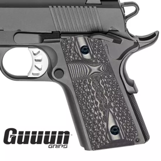 Guuun G10 Grips for 1911 Compact/Officer Big Scoop Diamond Cut Texture - 9 Color