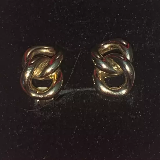 VINTAGE CHRISTIAN DIOR gold eternity clip on earrings Gold Plated.