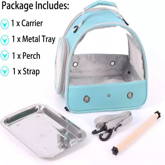 Small Bird Travel Cage Portable Carrier Standing Perch Stainless Steel Tray NEW