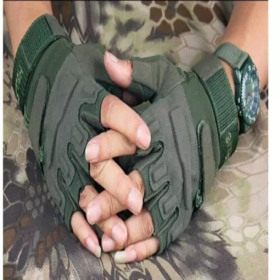 Fingerless Camo Camouflage Tactical Combat Army Military Shooting Gloves Grip 