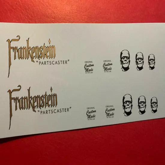 Frankenstein Waterslide Guitar Headstock Decal Gold MetallicT Style 2 per order