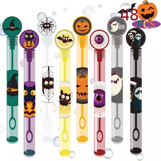 48 PCS Halloween Party Favors Bubble Wands, Assortment Designs... 