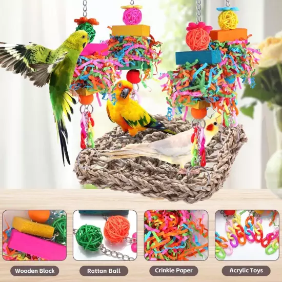 Parakeet Toys Bird Conure Birdcage Stands Foraging colorful 