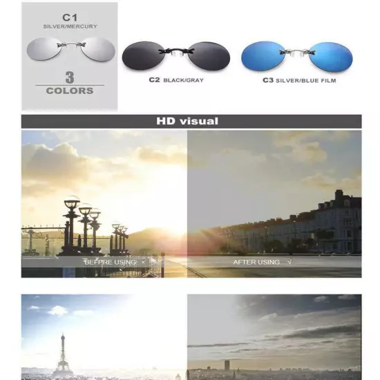 Clip Nose Sunglasses Round Glasses Morpheus Matrix Sun UV400 Frameless New NICE