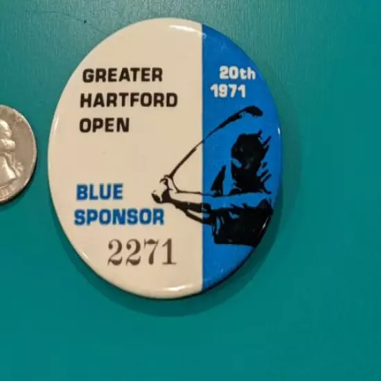 Rare HTF GHO Greater Hartford Open Golf Tournament Blue Sponsor 1971 Button Pin