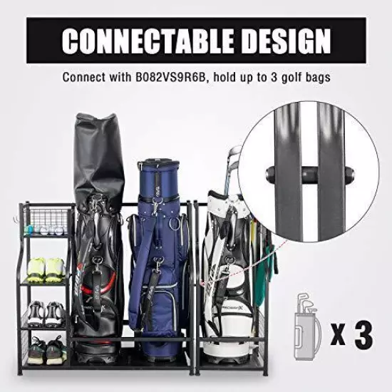  Golf Storage Garage Organizer,Golf Bag Storage Stand and Other Matte Black