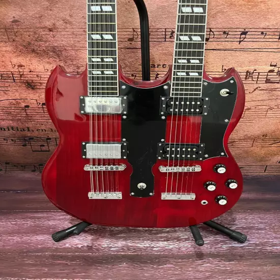 Factory customization electric guitar SG double neck 12+6 strings hot sale