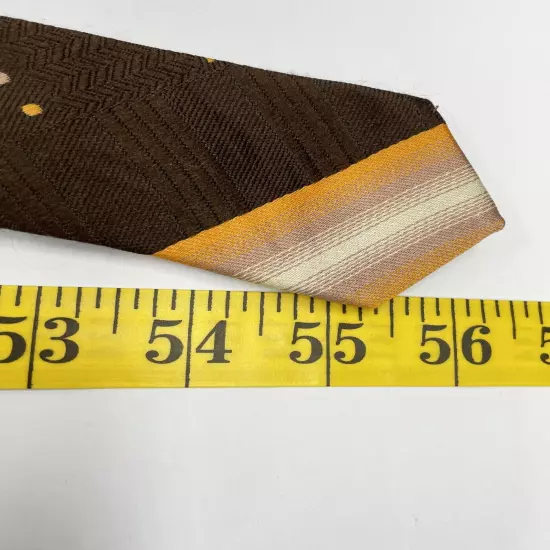 Vintage Scoop 1970's Brown Orange Striped Wide Necktie Tie Men's 4.2" x 56"