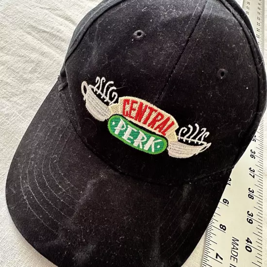 Central Perk Slideback Hat Black Stained Adjustable Embroidered 6 Panel FRIENDS