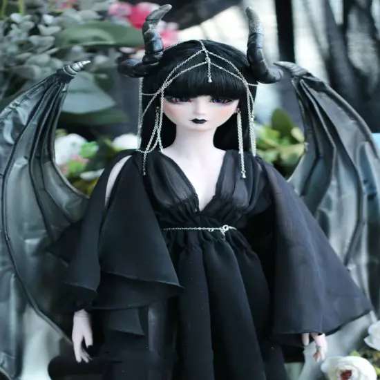 BJD Black Vampire Wings/Dragon Horns for 1/6 1/4 1/3 Uncle Doll LUTS DZ Cosplay