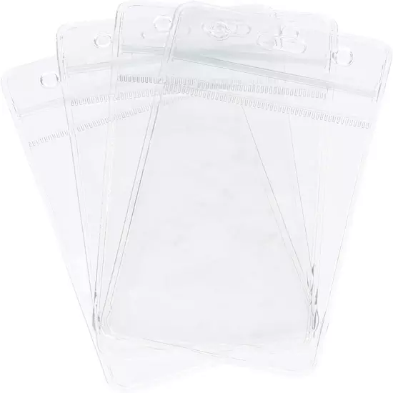 100 Pcs Clear Plastic Vertical Name Tag Badge Holders Fit Card Size 2.62X3.75" B