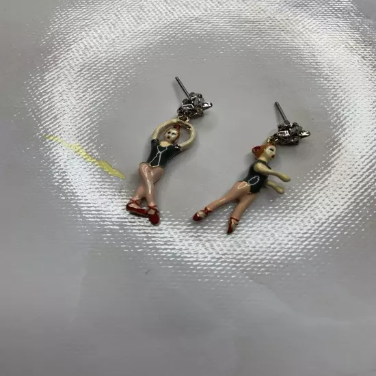 Les Nereides x N2 Ballerina Ballet Charms Enamel Multicolor Earrings New