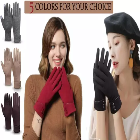 Womens Touch Screen Phone Fleece Windproof Gloves Winter Warm Wear