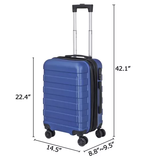 Travel Suitcase 21" Carry On Luggage Hardside Expandable Spinner with Wheel Blue