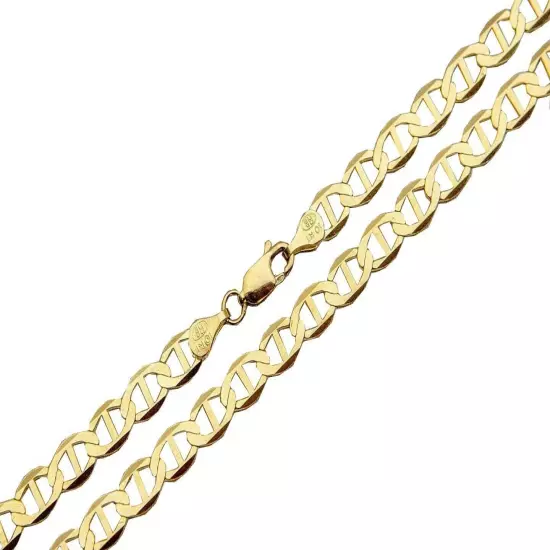 10k Solid Yellow Gold Mariner Link Chain 3mm-5mm Men Women Necklace 7"-26"