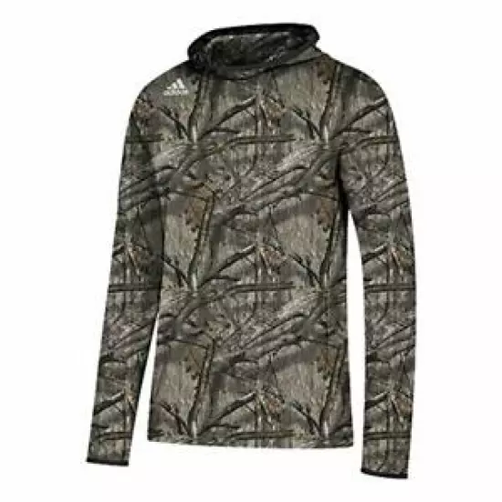 Adidas mens $60 Training Long Sleeve Hooded Top Hoodie Mossy Oak Camo size M #33