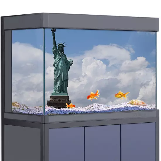 Aquarium Background Sticker, Statue of Liberty US Fish Tank Decorations Poster