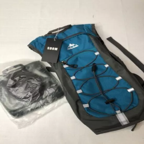 NWT Hydration Water Backpack with 2L Bladder Blue Zip Pockets Adjustable Straps