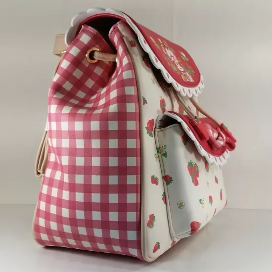 Strawberry Shortcake Gingham Mini Backpack Bag & Wallet Cardholder Set New