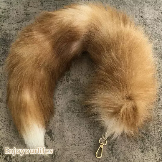 70cm/27.5" Long Real Fox Fur Tail Keychain Adult Games Furry Cosplay Toy Pendant